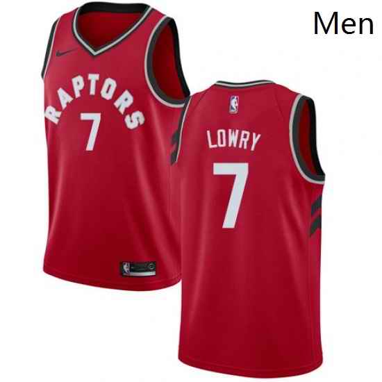 Mens Nike Toronto Raptors 7 Kyle Lowry Swingman Red Road NBA Jersey Icon Edition